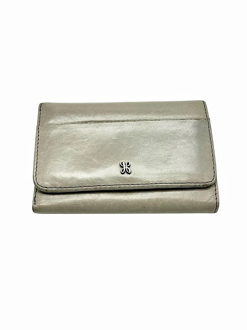 Hobo Jill Trifold Leather Wallet Gray Minimalist Streamlined